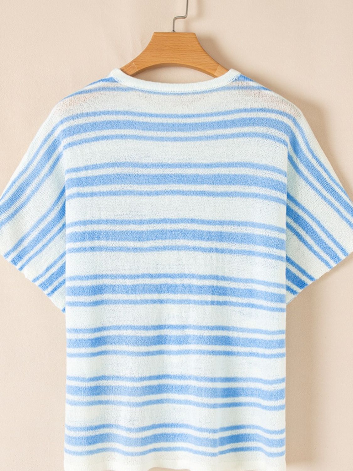 Stripe Round Neck Half Sleeve Knit Top