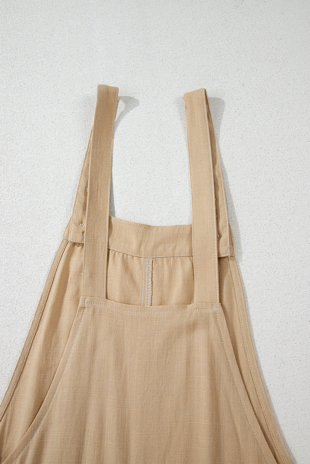 Parchment Side Buttons Sleeveless Overall Mini Dress