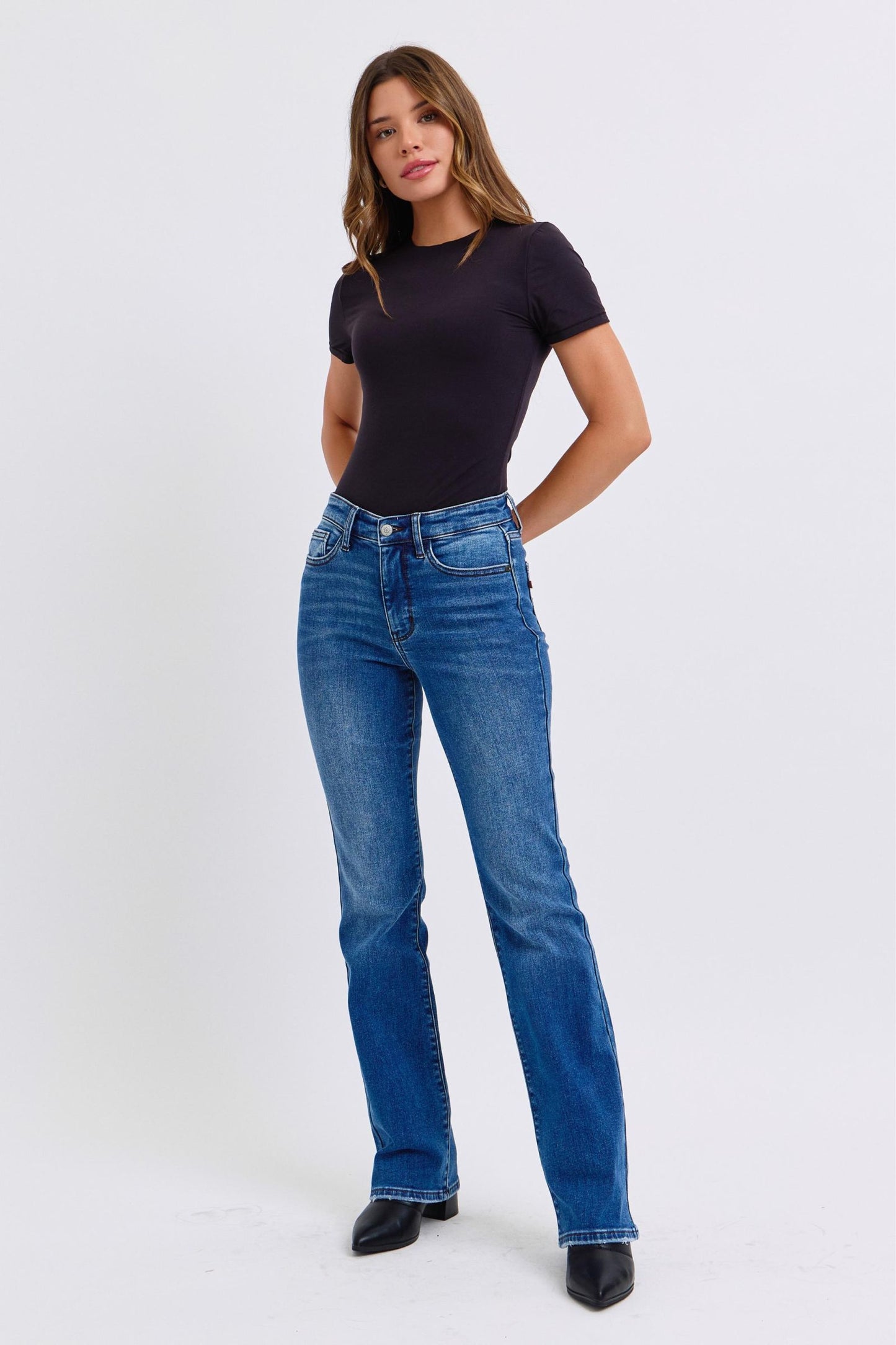 Judy Blue Full Size Run Mid-Rise Bootcut Jeans with Thermal Lining