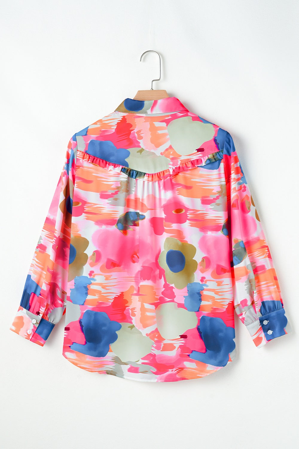 Abstract Print Collared Neck Long Sleeve Shirt