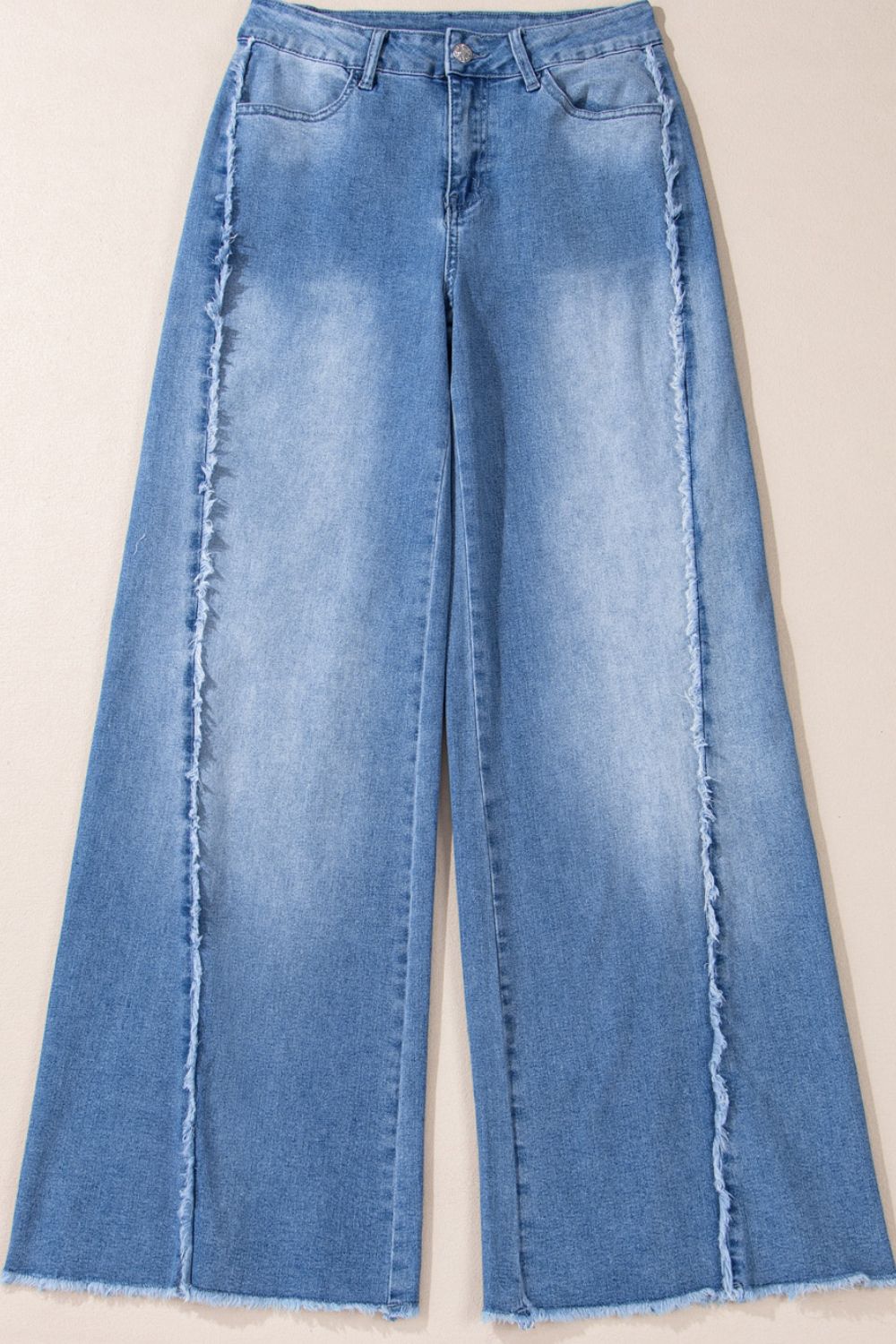 Raw Hem Wide Leg Jeans