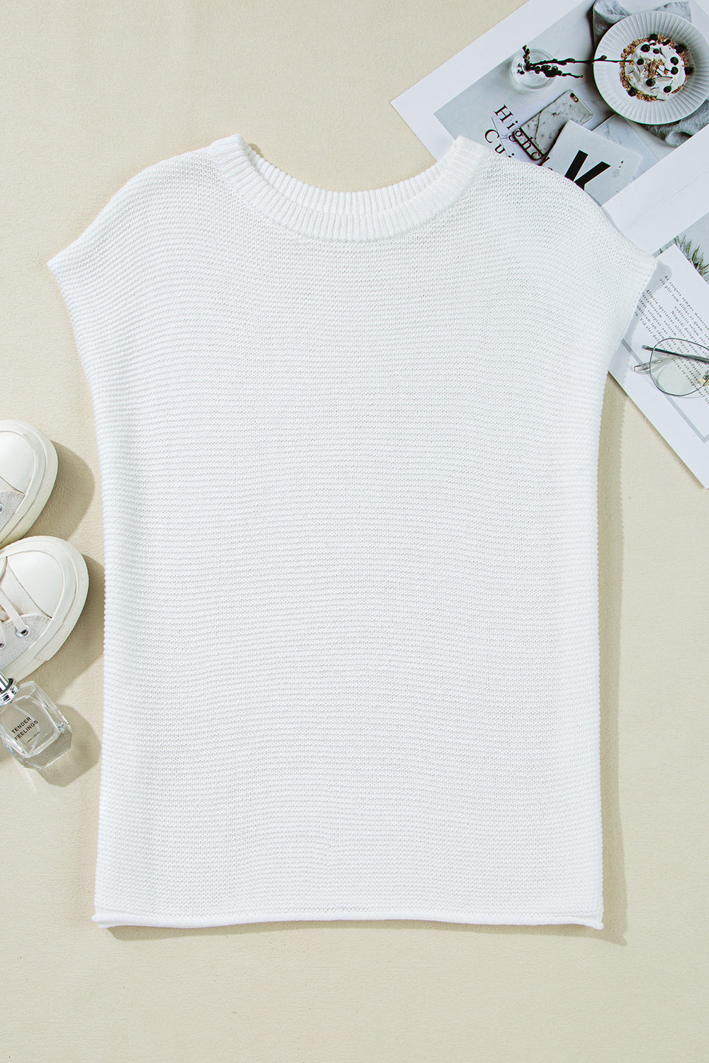 Jet Stream Solid Color Sweater Tee with Side Slits