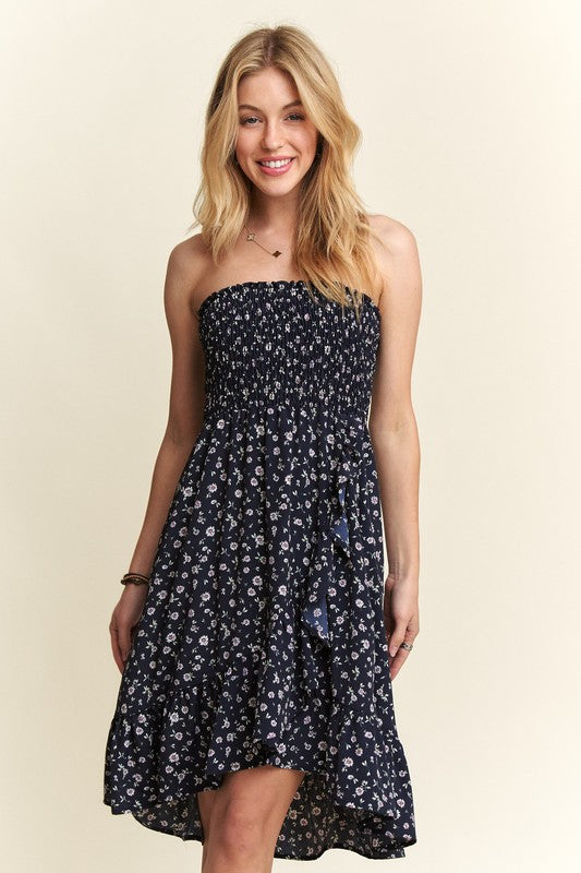 ADORA Smocked Floral Tube Dress with Pockets